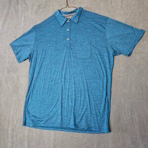 Ibex Polo Shirt Mens Blue XL Short Sleeve 100% Merino Wool Made in USA A2-51